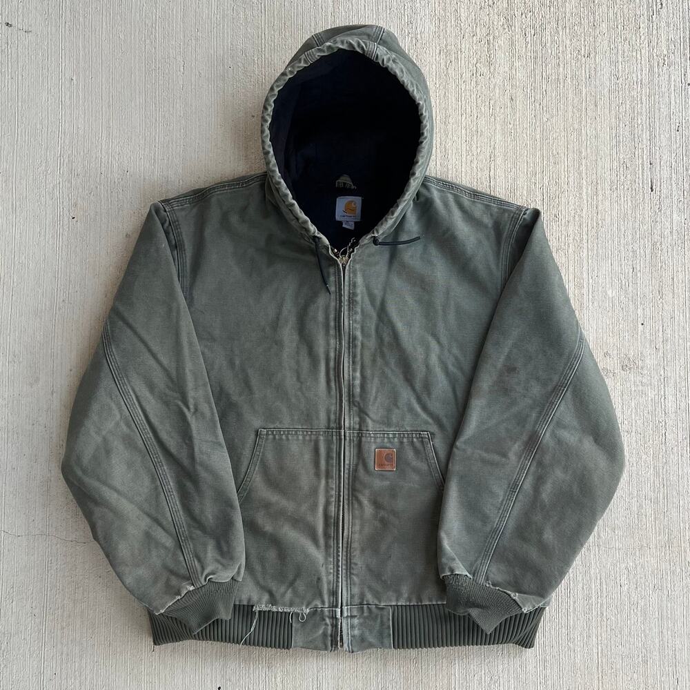 Carhartt J130 Arg Green Hooded Work Wear Jacket